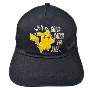 Pokémon Pikachu Gotta Catch 'Em All Black 5 Panel Snapback Hat Embroidered OSFM